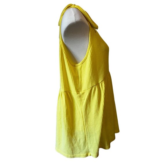 Vintage Spin USA Tank Top Sz 1XL Womens Yellow Plus Size Blouse Oversized Tie Sh - Picture 5 of 13